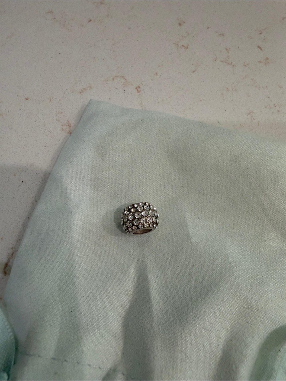Brighton Silver Pave Crystal Bead Charm - Sparkling Accent for Bracelets